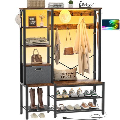 Arbre d'entrée Shameca de 47,2 po de largeur avec banc et rangement pour chaussures