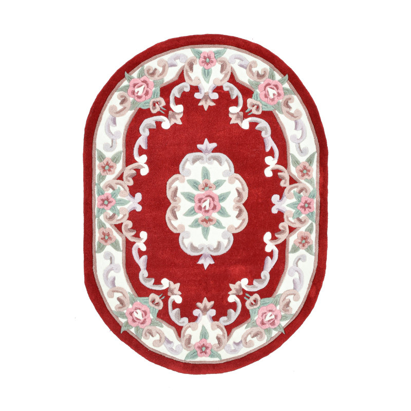 Costilla Hand Tufted Red Rug, Oval 120 x 170cm