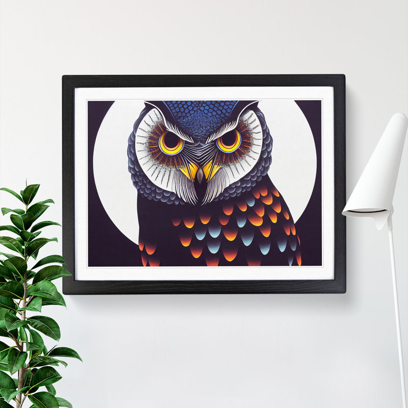 Beguiling Owl - Single Picture Frame Print, Black Framed, 25cm H x 34cm W x 2cm D