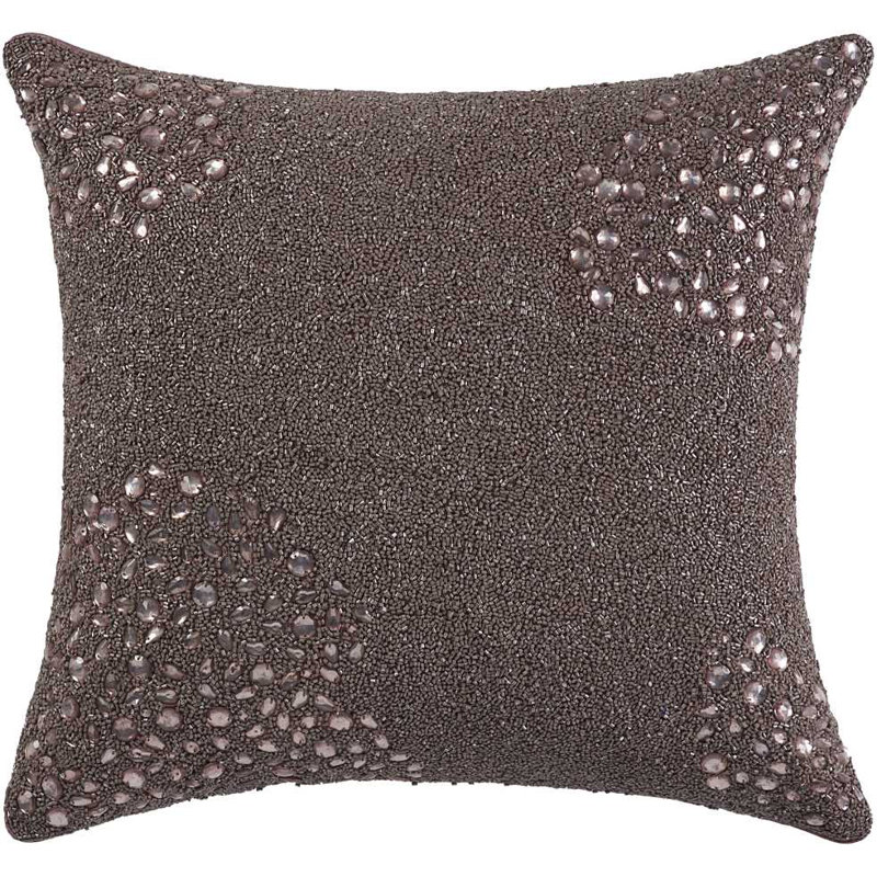 Lavender Sequined Embroidered Square Throw Pillow Set