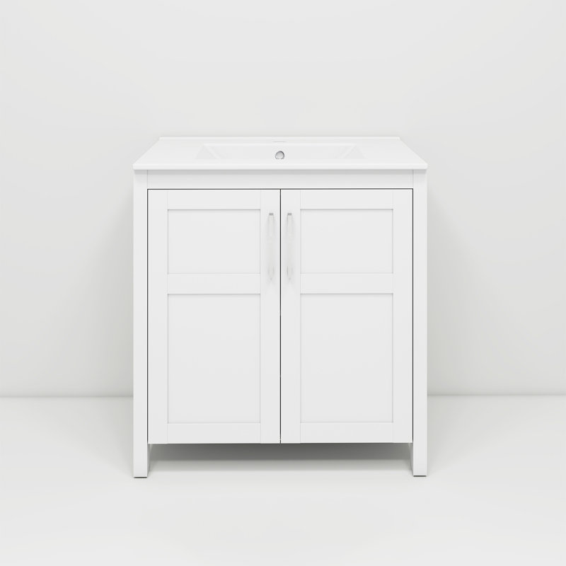 Meuble-lavabo simple 30 po avec lavabo (sans robinet), Blanc