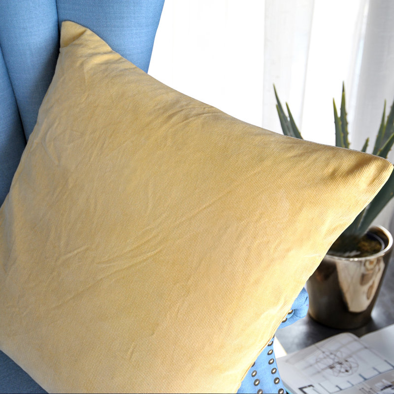 Housse de coussin carré, 20 po X 20 po, Jaune jojoba