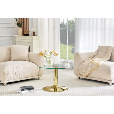 27.5-inch Diameter Round Tempered Glass Coffee Table