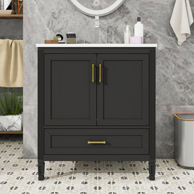 30" Bathroom Vanity with Sink, Door Shelf and Storage Drawer