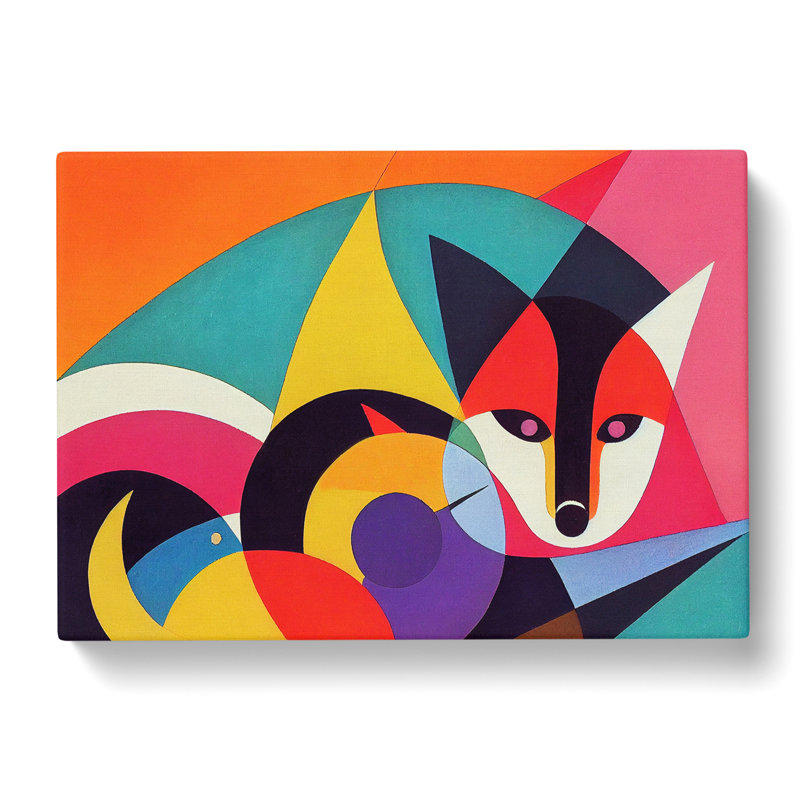 Welcoming Abstract Fox - Wrapped Canvas