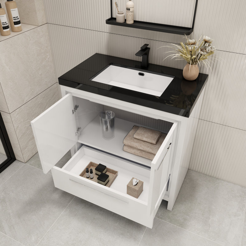 Enville 36" Single Bathroom Vanity Set, High Gloss White