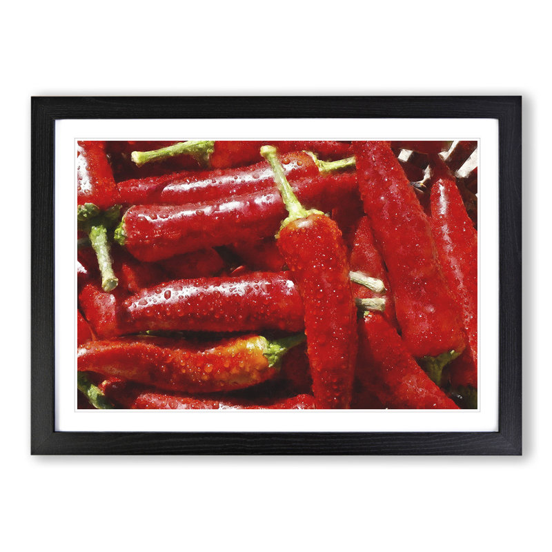 Red Chilli Peppers - Framed Print, 48cm H x 65cm W x 2cm D, Black Framed