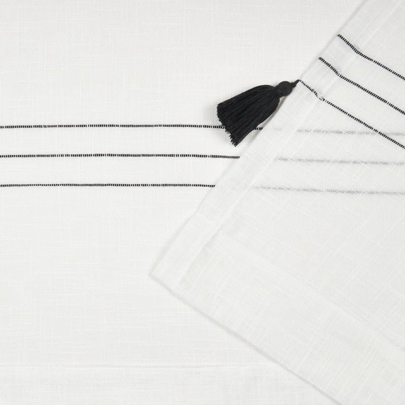 Paire de rideaux semi-transparents avec passe-tringle Kumsal, Noir, noir, noir, noir, 54 po x 84 po