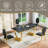 Modern Dining Room Set, Faux Marble Tabletop Kitchen Dining Table Set With Upholstered Chairs-1059450294-1059450280-1054745195