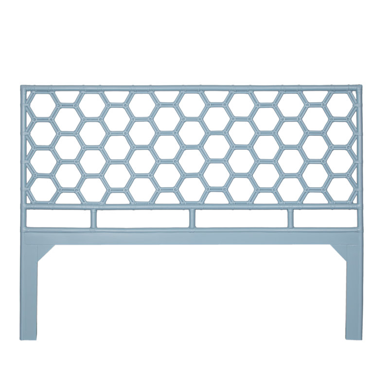 Honeycomb Open-Frame Headboard, King, Pool Blue