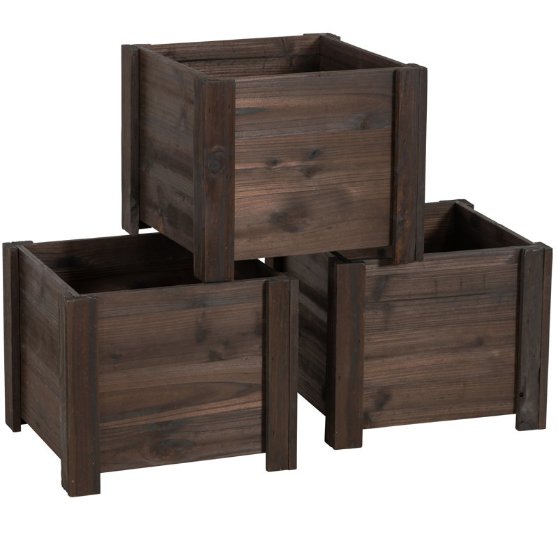 Wood Planter Box, 10" H x 12" W x 12" D