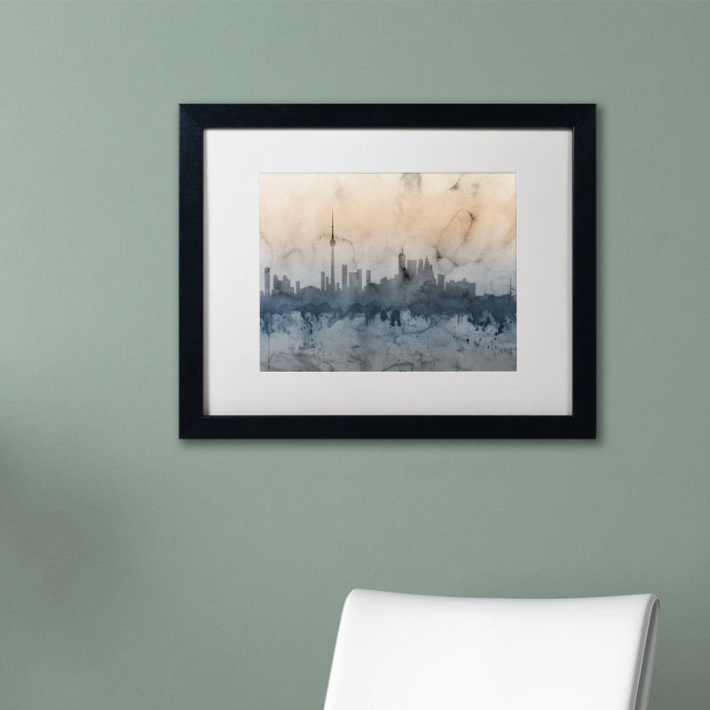 « toronto canada horizon v », reproduction d’impression sur toile encadrée, H 11 po x l 14 po x P 0,5 po, Noir