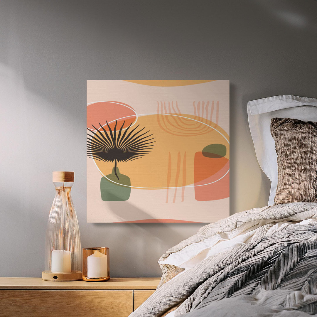 Abstract Palm Leaf Canvas Wall Art, Modern Minimalist Print, Gallery Wrapped Canvas, Ready to Hang, Boho Decor, Archival Inks, Statement