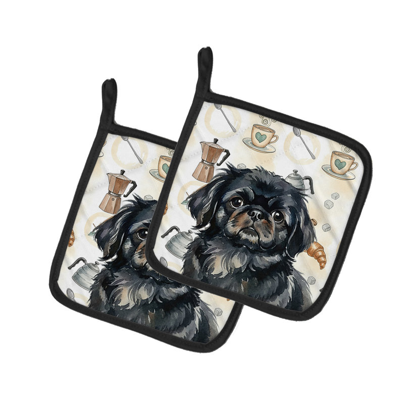 Paire de porte-cafetières noirs Pekingese