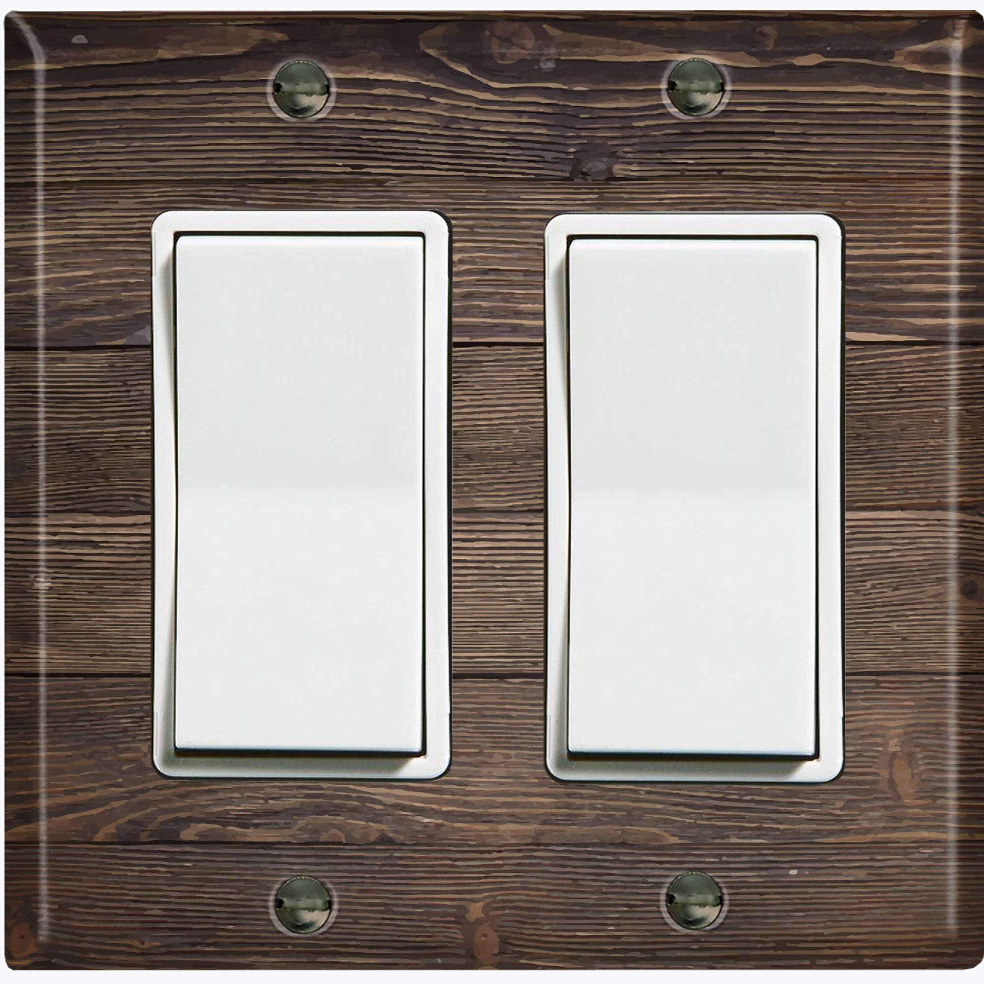 WorldAcc Brown Fence Nature Themed 2 - Gang Rocker Standard Wall Plate ...