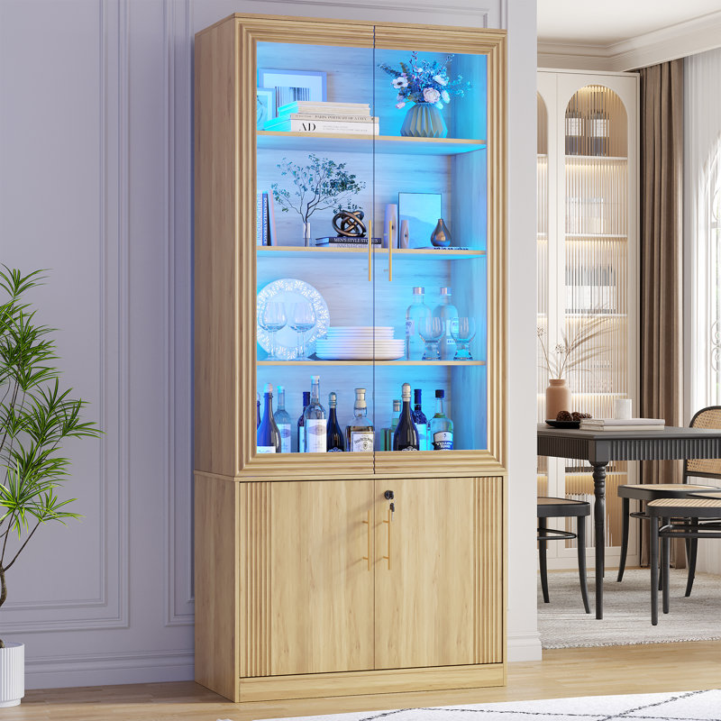 4 -Door 6 -Shelf Storage Cabinet, Oak