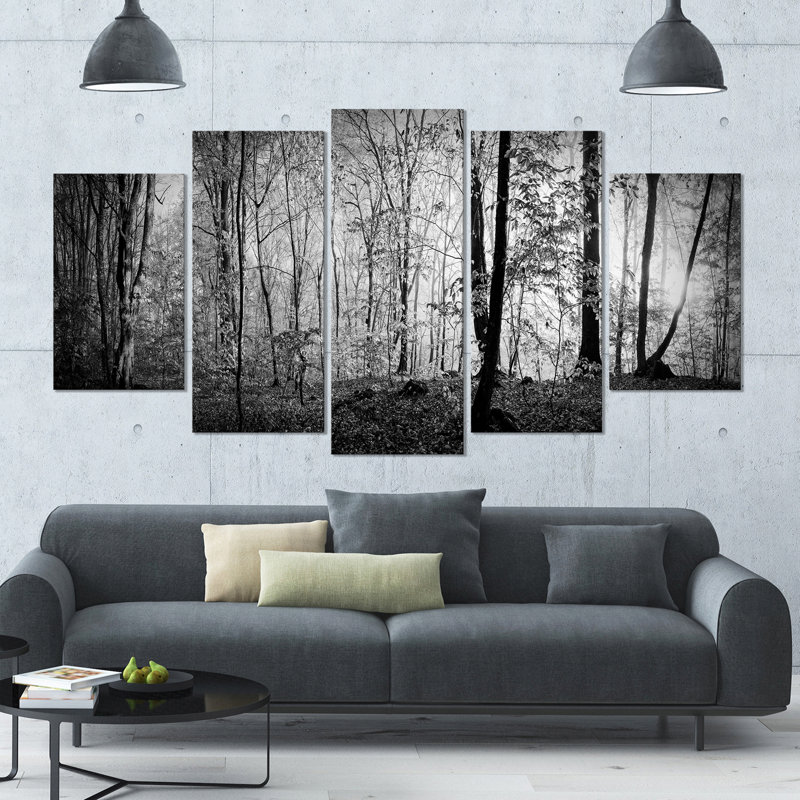 « belle forest matinée panorama », reproduction de photo à multiples images sur toile