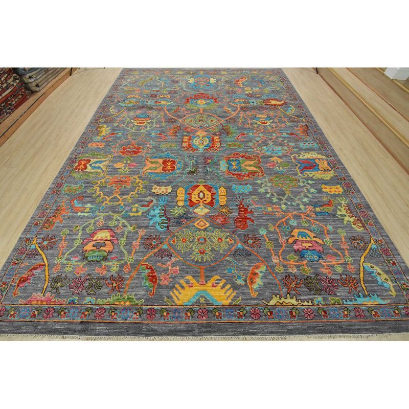 Tapis gris nouvel âge en laine 10 pi x 14 pi 1 po Monno