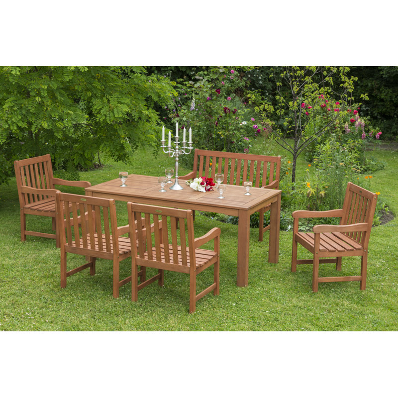 Adabpreet 6 - Person Wood Patio Dining Set with Rectangular Table