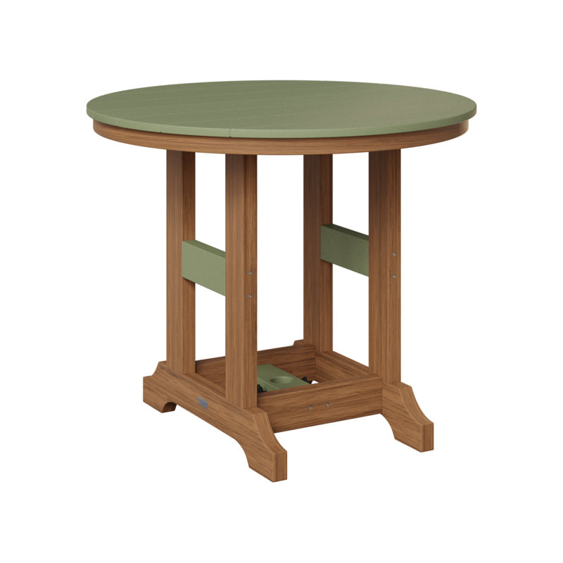 Garden Classic Outdoor Round Bar Table, Antique Mahogany, Sage