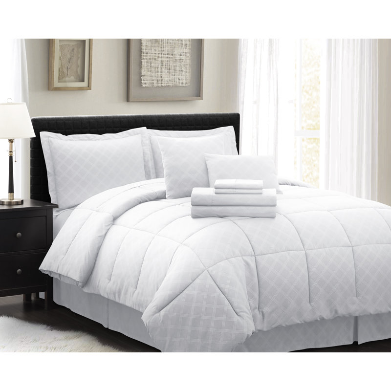 10-Piece Pre-Washed Microfiber Comforter Bed-in-a-bag, White, Twin  XL Comforter + 10 Additional Pieces