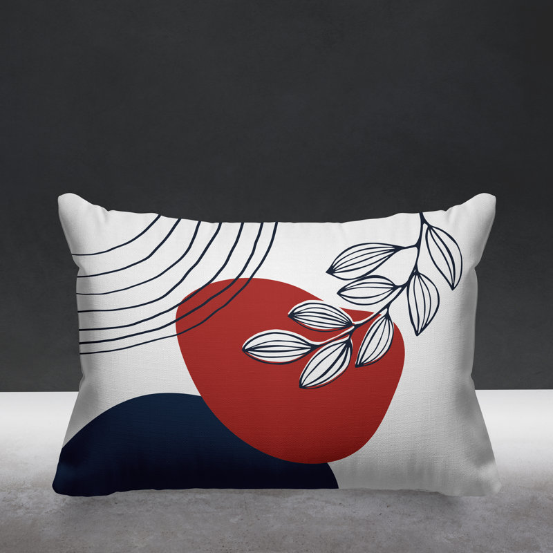 Coussin intérieur / extérieur Lupita, Rouge / bleu marine