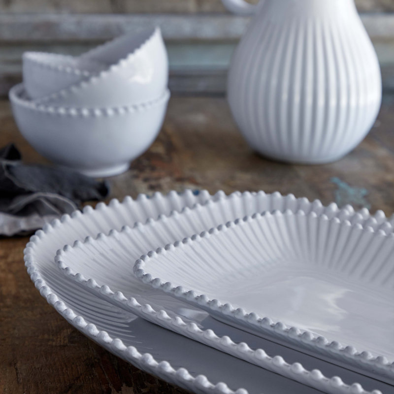 Pearl Stoneware Platter, 2.25" H x 20" L x 14.5" W