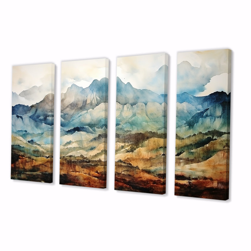 4 pièces d'art mural majestueuses, Indonésie, H 32 po x l 64 po