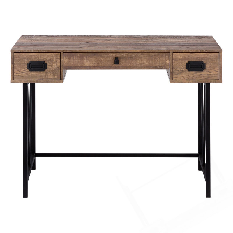 Compact Computer Desk With Storage Drawers, Brown
