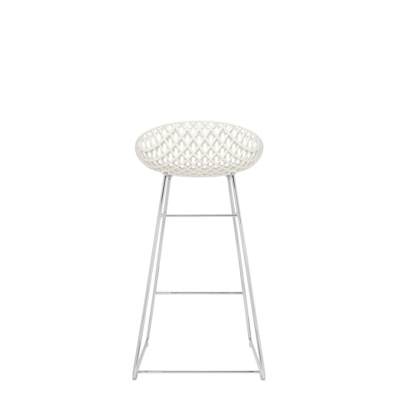 Smatrik Stool with Metal Frame, White/Chrome