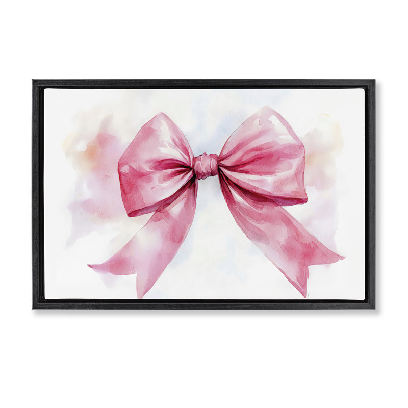 Cadre flottant Watercolor Fade Pink Bow, design Creative Studio, Cadre flottant noir de jais, H 17 po x l 25 po