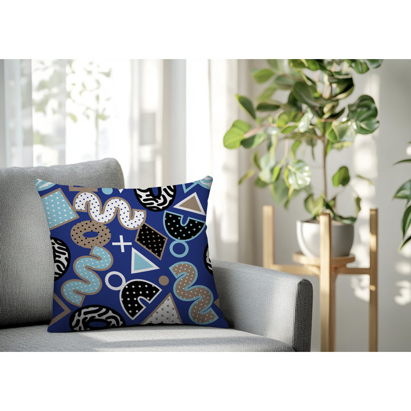 Oreiller carré réversible intérieur / extérieur Zyra, Carré 18 po, Bleu marine