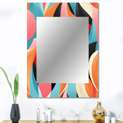 Bleu et orange rétro géométriques torsades illusions - miroir rétro, impression murale unique, impression d'art en métal