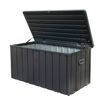 Domi Louvered Deck Box 100 Gallons Water Resistant Lockable with Wheels by Domi Louvered