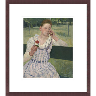 Woman with a Zinnia by Mary Cassatt -Framed Giclee Print