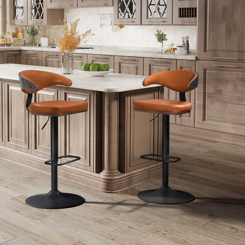Tabouret de bar pivotant réglable en hauteur, Brun / Chêne