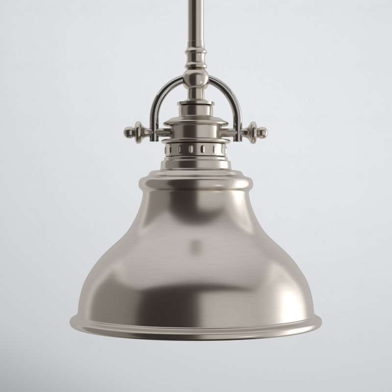1 - Light Single Pendant, Brushed Nickel, 9" H x 8" W x 8" D