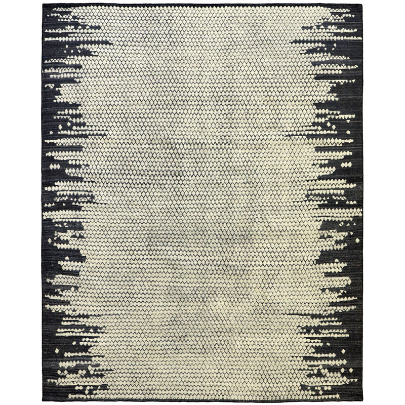 Dew Drop Wool Abstract Area Rug in Gray/Ivory/Charcoal, Rectangle 8'3" x 10'5"