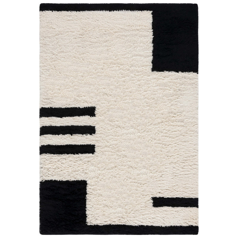 Tapis noir / ivoire Beaufort, Rectangle 6 pi x 9 pi