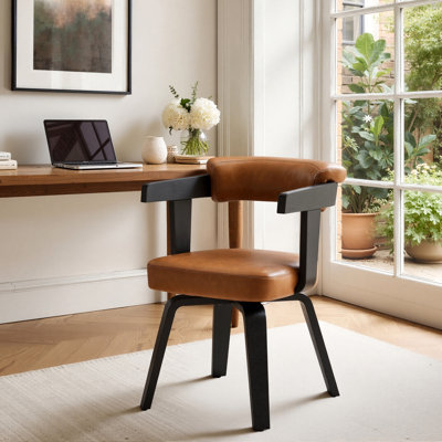 Faux Leather Swivel Home Office Desk Chair Side Chair by Corrigan Studio