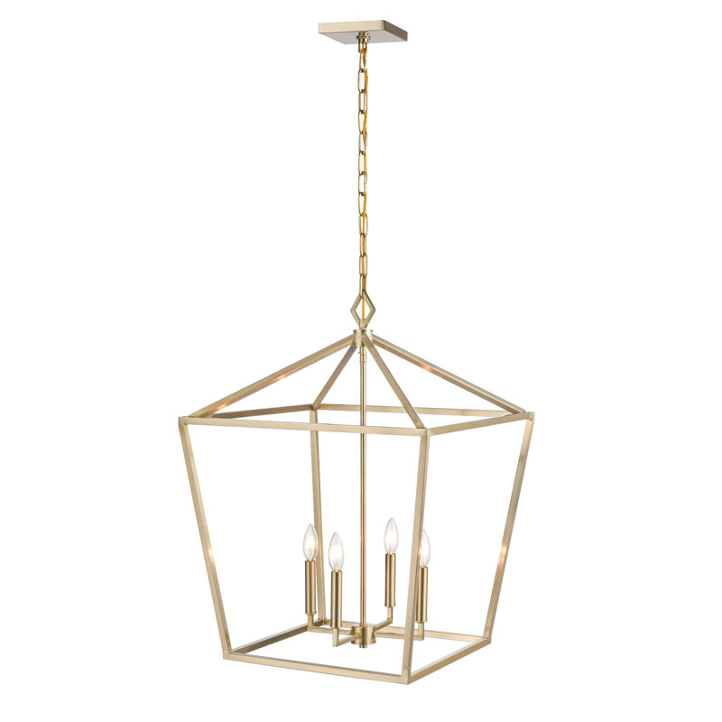 Lustre géométrique à 4 lumières Poisson, Doré, H 30 po x l 20 po x P 20 po