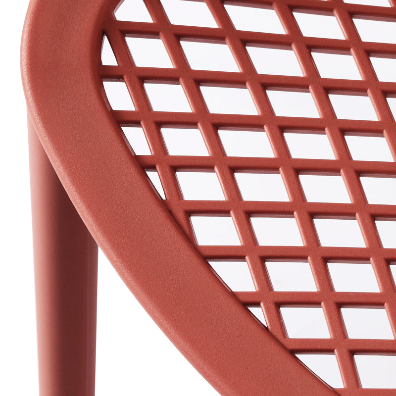 Chaise de salle à manger d'extérieur empilable, Rouge