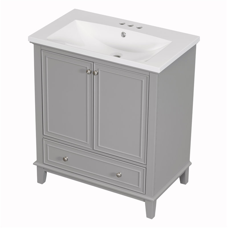 Meuble-lavabo simple 30 po avec comptoir en céramique Seidule, Gris