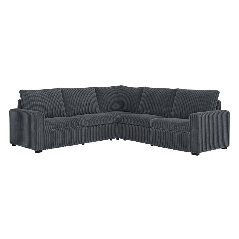 Canapé modulaire inclinable électrique Rkanpelna, Velours côtelé gris foncé