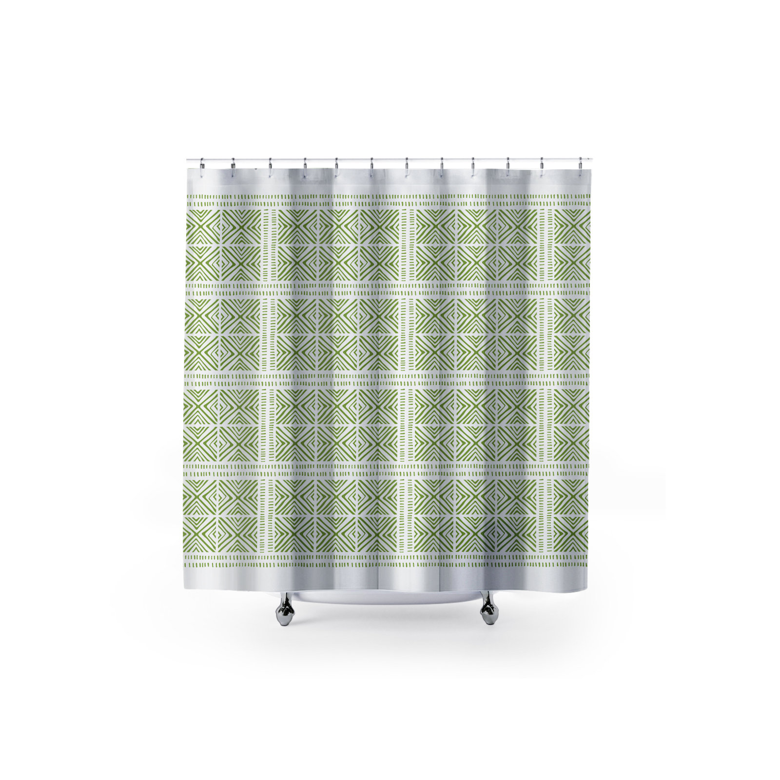 Thora Tribal Shower Curtain, ThoraTribal Chartreuse