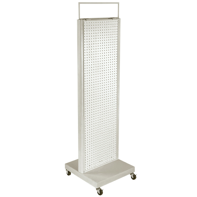 White Pro Series: présentoir de panneau perforé à deux côtés avec cadre en métal, l 16 po x H 60 po