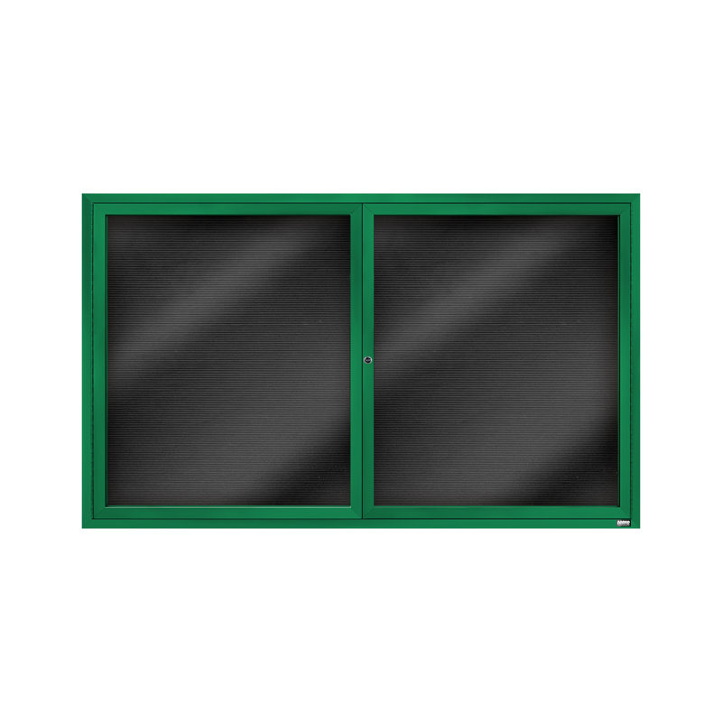 Tableau d'affichage mural fermé pour armoire d'annuaire, Vert thermolaqué, Deux, H 36 po x l 60 po