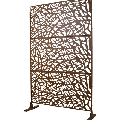 Panneaux de clôture en métal l 76 po H48 po - autoportant pour jardin extérieur Ps102 Écran brun 76 po 48 po pour et pour l'intérieur