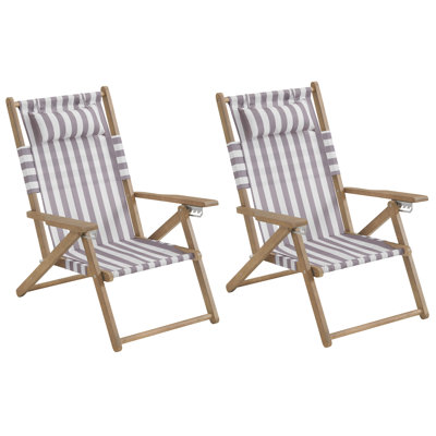 2 Beach Chairs - Outdoor Weather-Resistant Wood Folding Chairs with Carry Straps and Reclining Seat - Beach Essentials by Lavish Home by Lavish Home