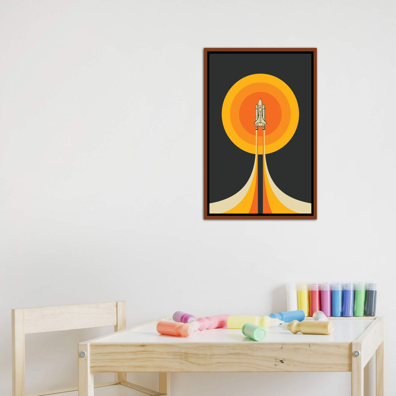 Décoration murale Upward Kids, H 26 po x l 18 po x P 1,5 po, Toile avec cadre brun classique